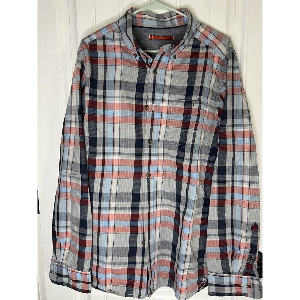 The North Face Button Shirt Long Sleeve Plaid Light Blue MEN'S SIZE LARGE (L)